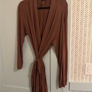 Brown Long Sleeve Wrap Dress